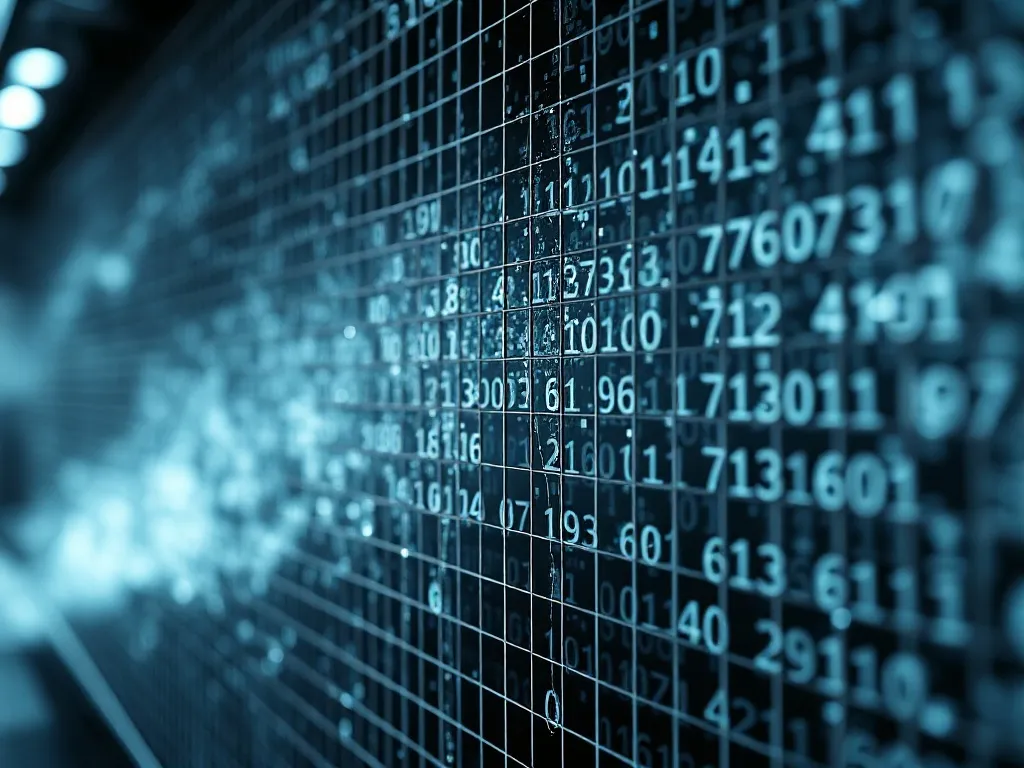 Abstract digital visualization of data leaking through a met